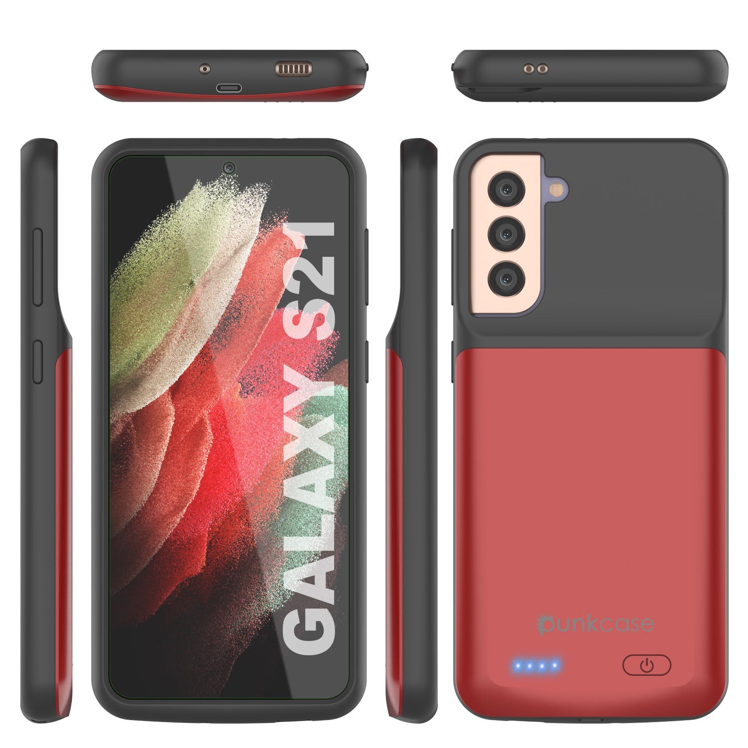 Capa de bateria PunkJuice S21 Vermelha - Banco de Energia Portátil de Carregamento com 4800mAh