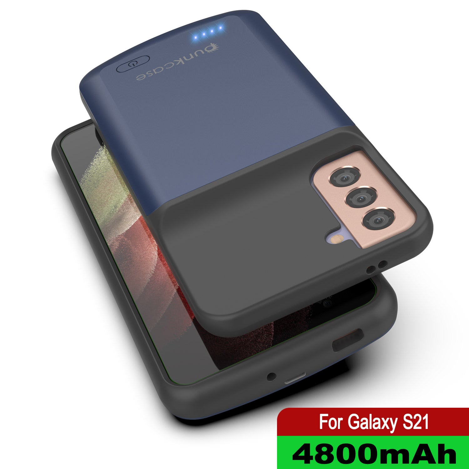 Capa de bateria PunkJuice S21 azul - Banco de energia portátil para carregar com 4800mAh