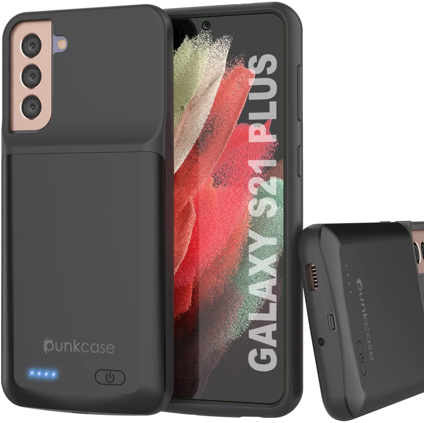 Capa de bateria PunkJuice S21+ Plus preta - Banco de energia de carregamento portátil com 6000mAh