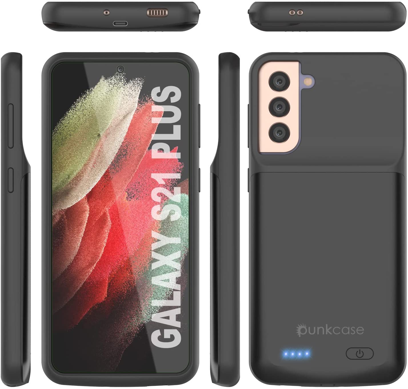 Capa de bateria PunkJuice S21+ Plus preta - Banco de energia de carregamento portátil com 6000mAh