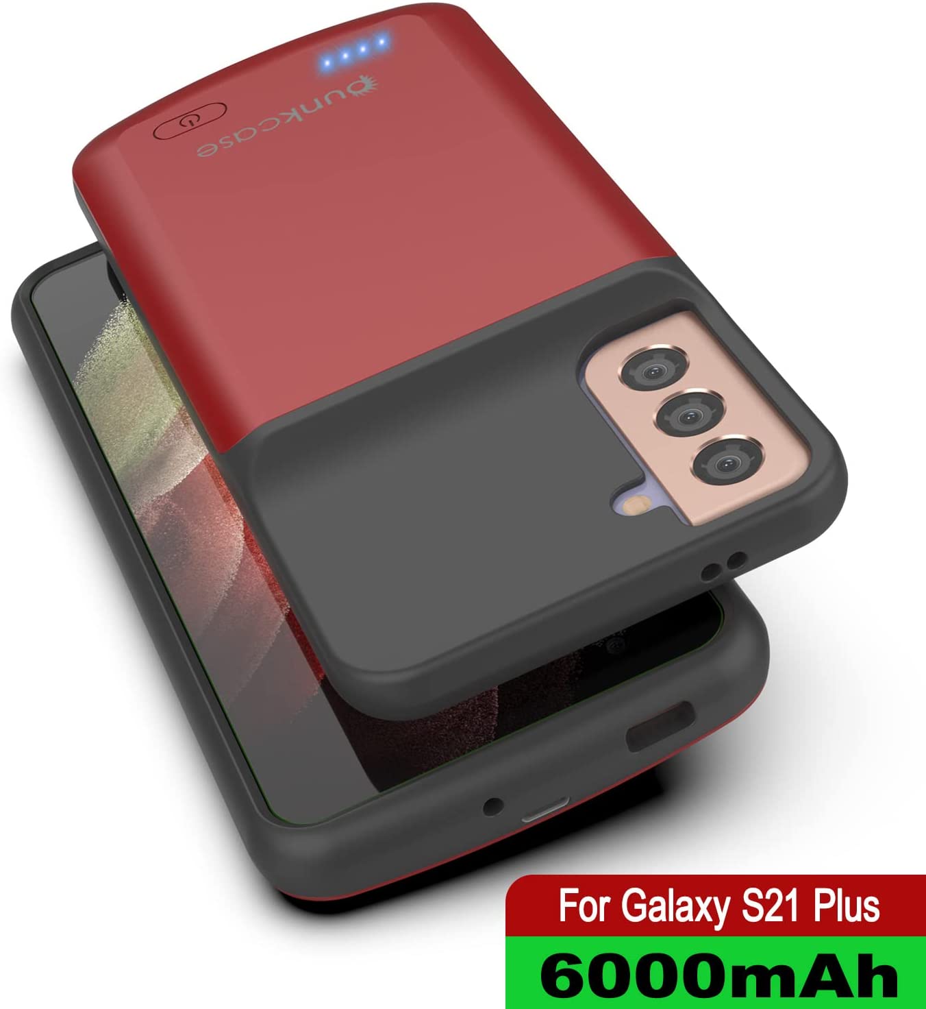 Capa de bateria PunkJuice S21+ Plus Vermelha - Banco de suco de energia portátil com 6000mAh de carga