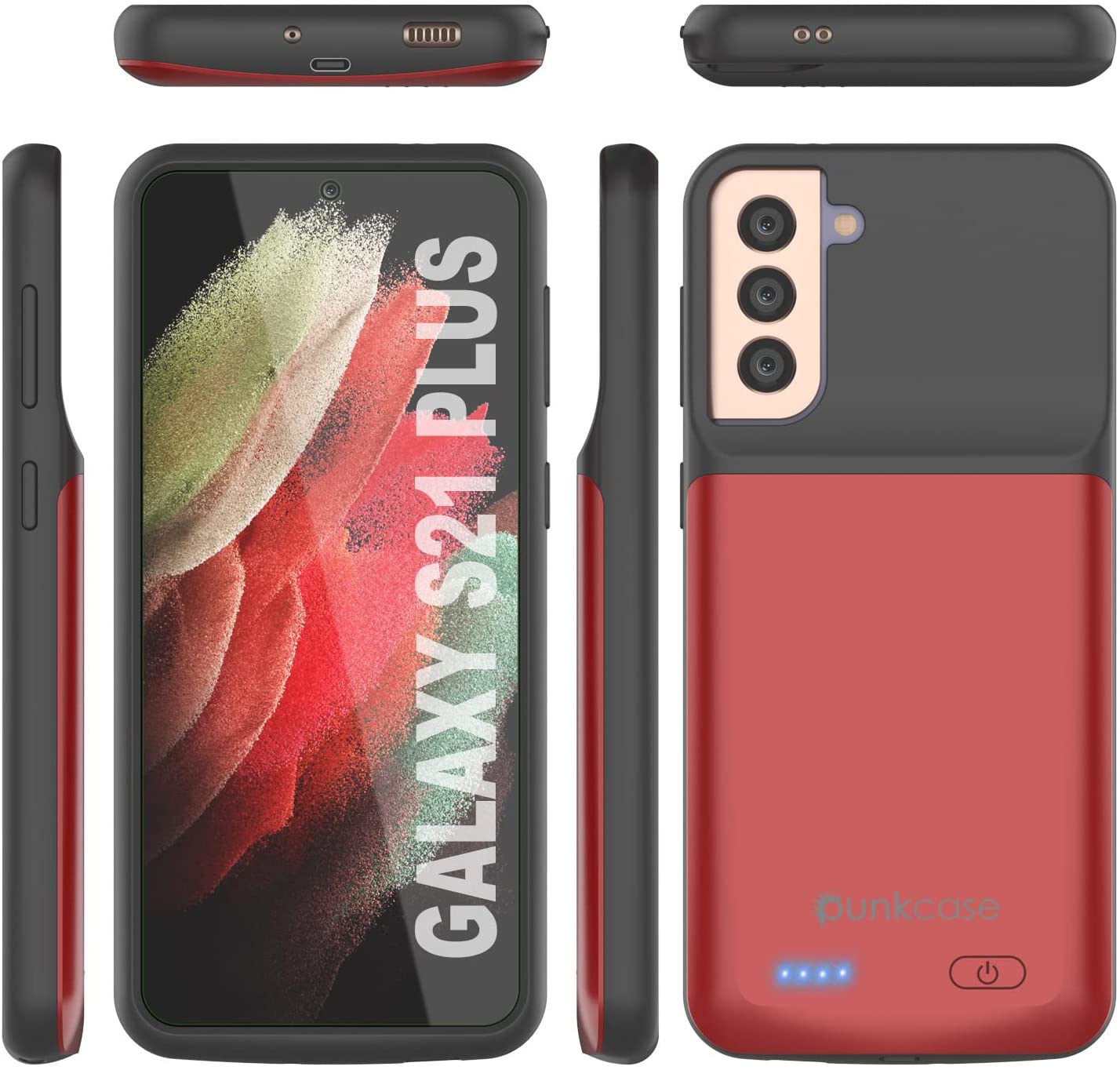 Capa de bateria PunkJuice S21+ Plus Vermelha - Banco de suco de energia portátil com 6000mAh de carga