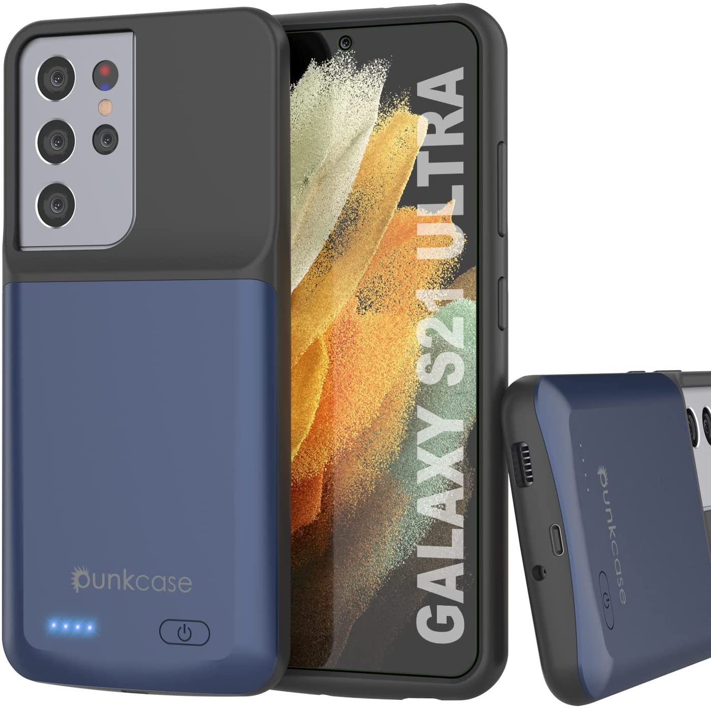 Capa de bateria PunkJuice S21 Ultra Azul - Banco de potência de carregamento portátil com 4700mAh