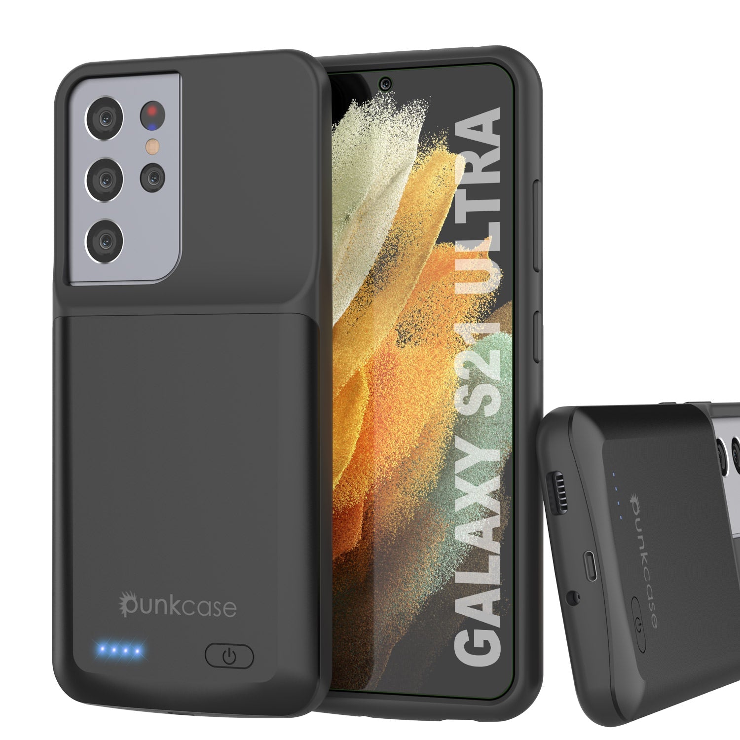 Capa de bateria PunkJuice S21 Ultra Preta - Banco de Energia de Carregamento Portátil com 4700mAh