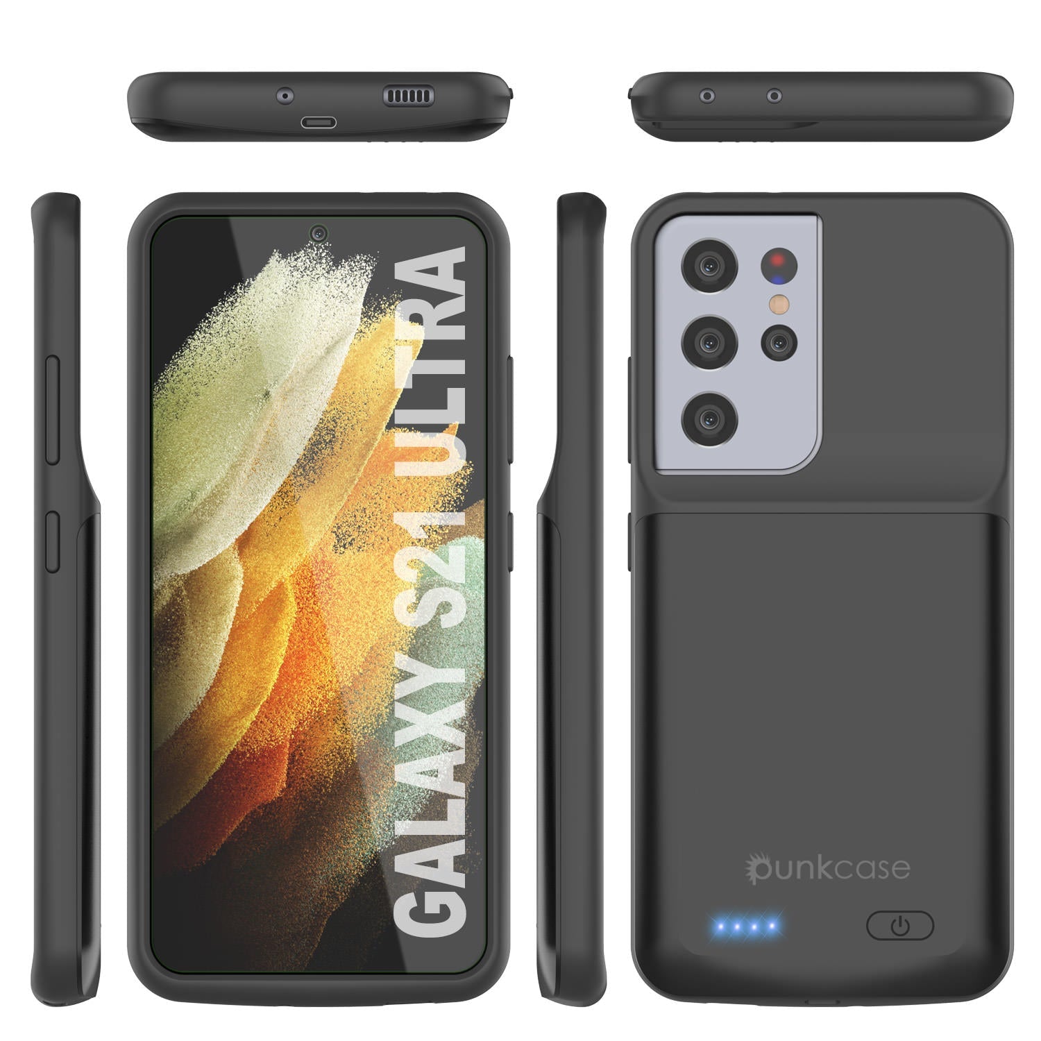 Capa de bateria PunkJuice S21 Ultra Preta - Banco de Energia de Carregamento Portátil com 4700mAh