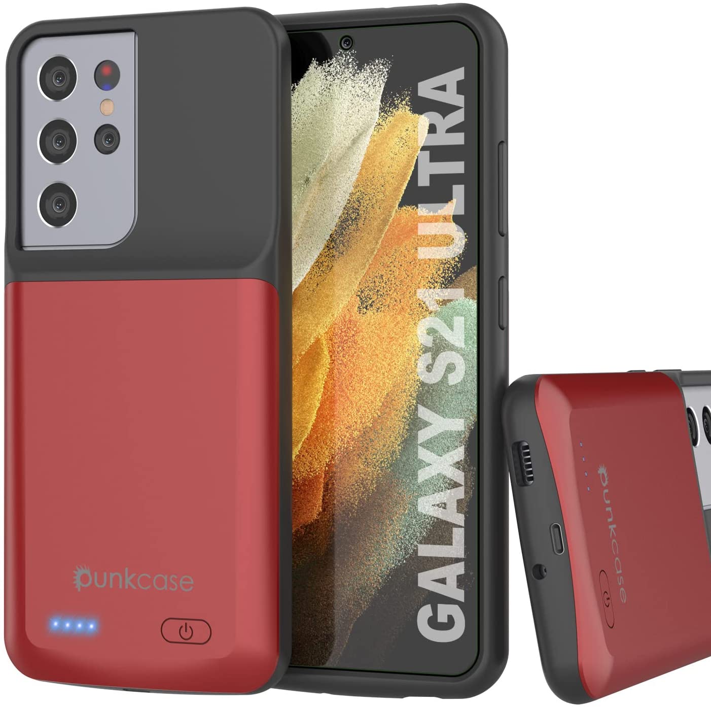 Capa de bateria PunkJuice S21 Ultra Vermelho - Banco de energia portátil para carregamento com 4700mAh