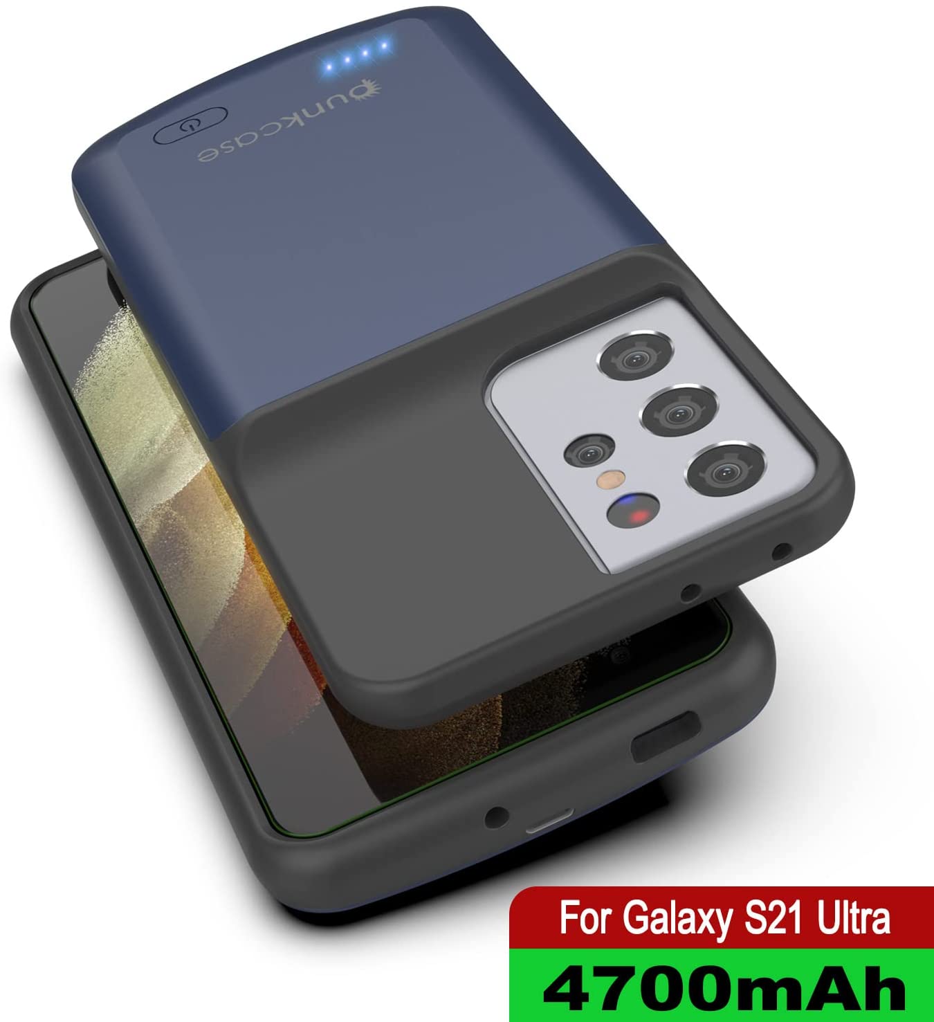Capa de bateria PunkJuice S21 Ultra Azul - Banco de potência de carregamento portátil com 4700mAh