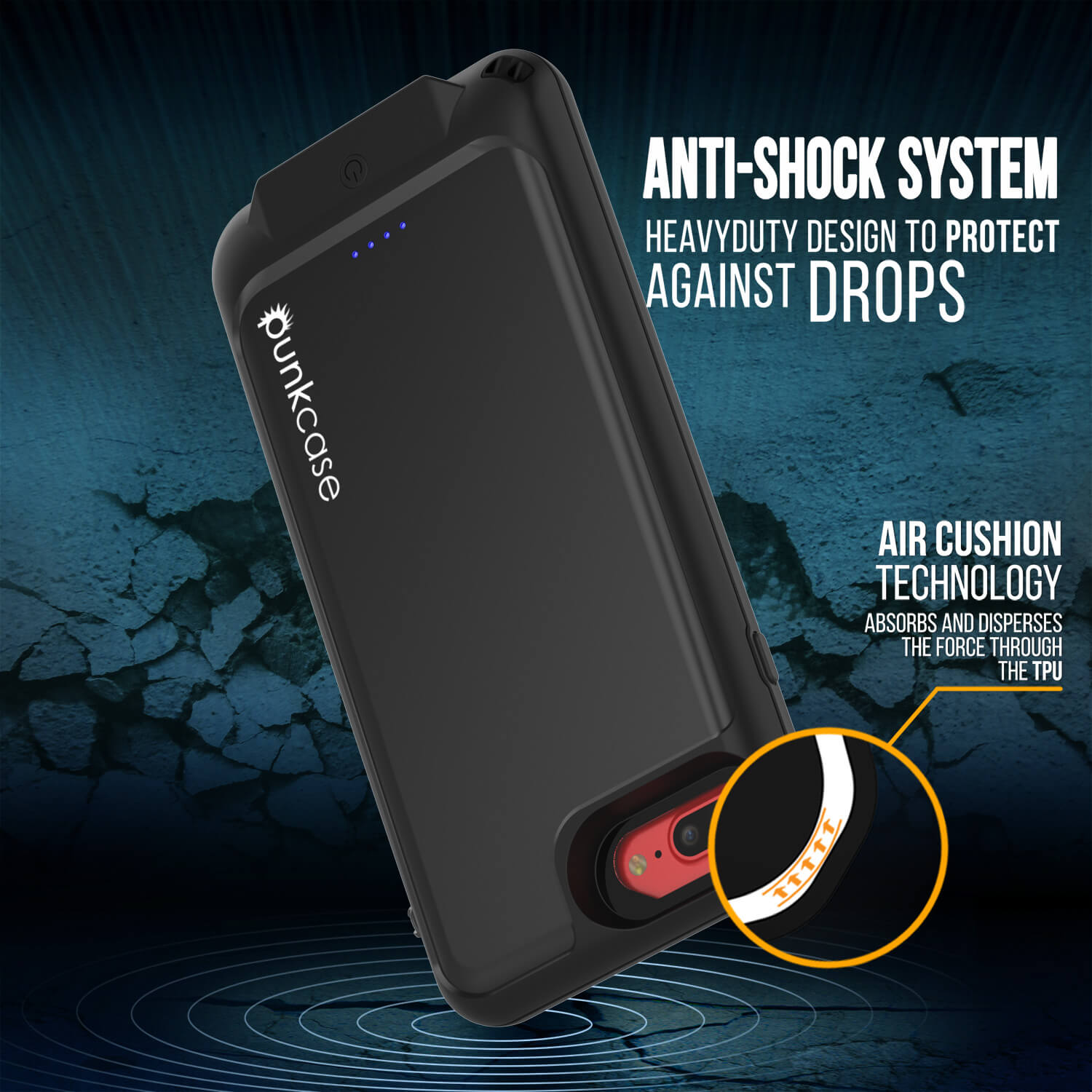 PunkJuice iPhone 8+/7+Plus Battery Case Black - Waterproof Slim Power Juice Bank with 4300mAh