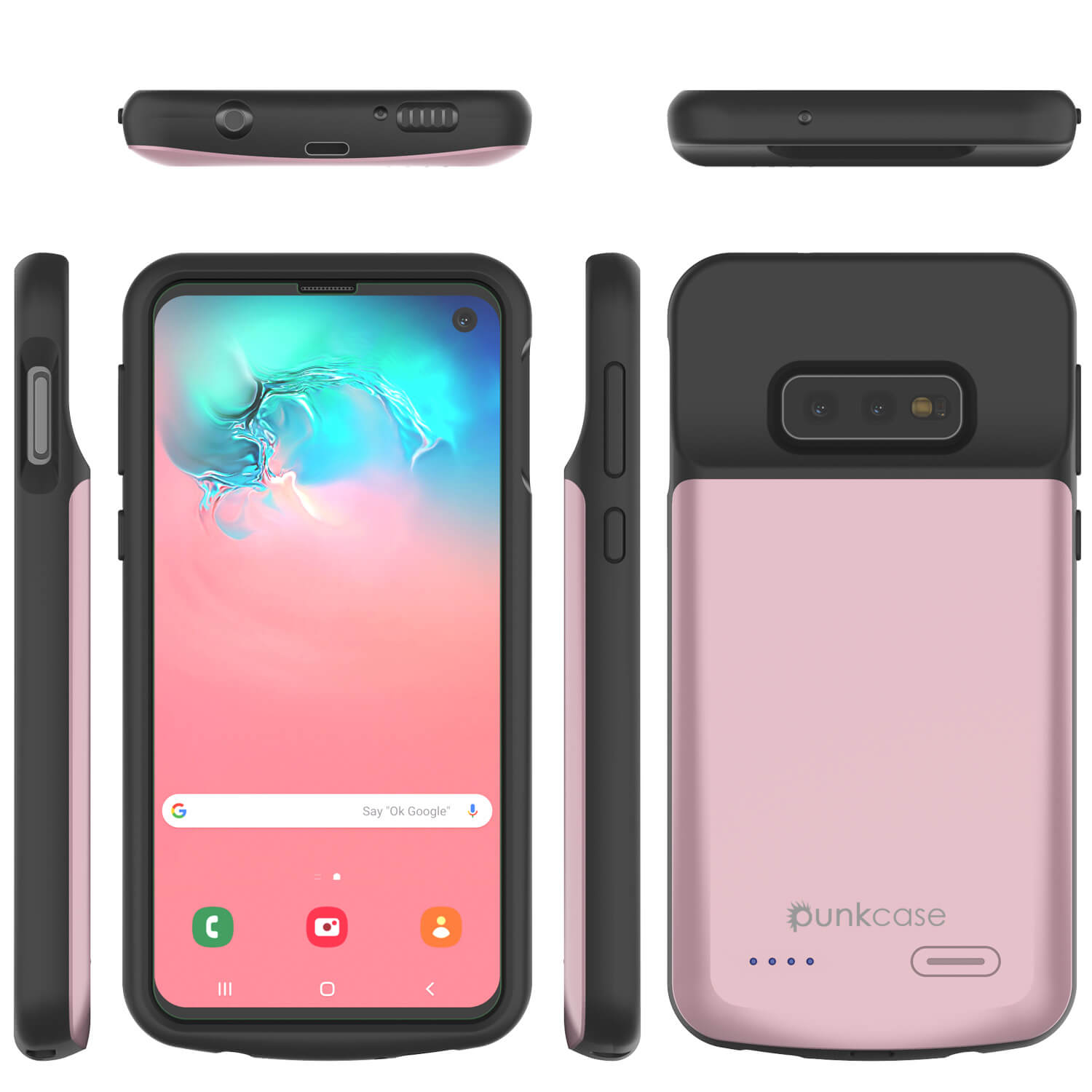 Capa de bateria PunkJuice S10e Rose - Banco de energia de carregamento rápido com 4700mAh