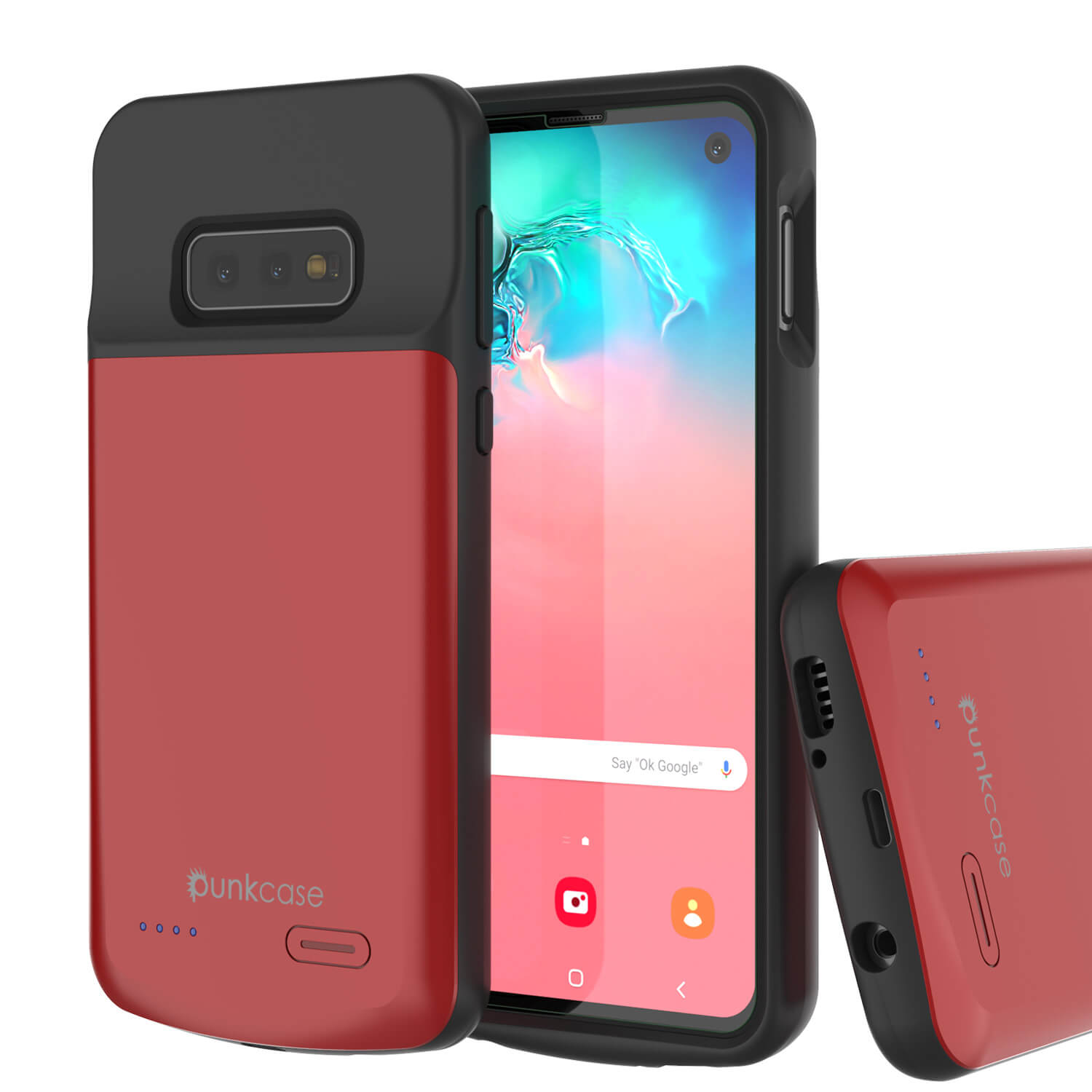 Capa de bateria PunkJuice S10e Vermelha - Banco de energia de carregamento rápido com 4700mAh