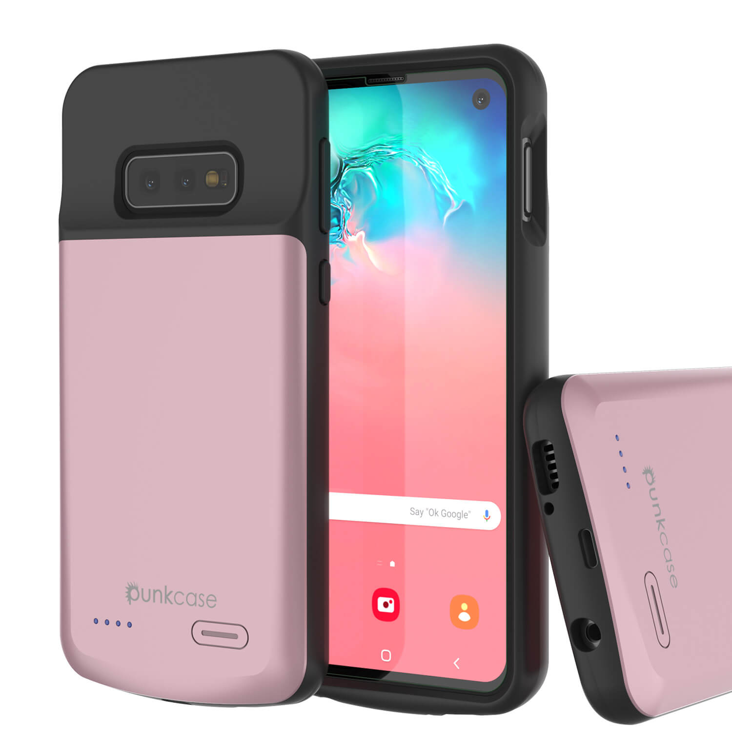 Capa de bateria PunkJuice S10e Rose - Banco de energia de carregamento rápido com 4700mAh