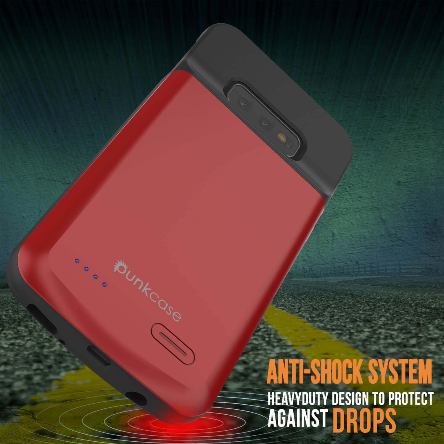 Capa de bateria PunkJuice S10e Vermelha - Banco de energia de carregamento rápido com 4700mAh