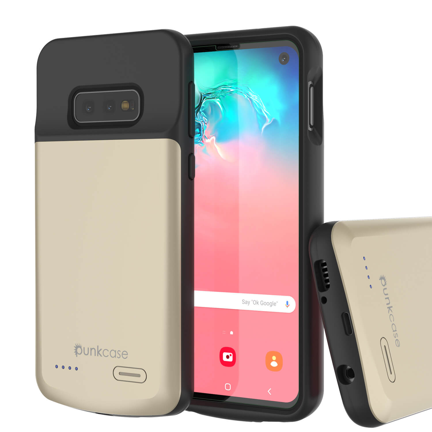 Capa de Bateria PunkJuice S10e Dourada - Banco de Energia de Carregamento Rápido com 4700mAh