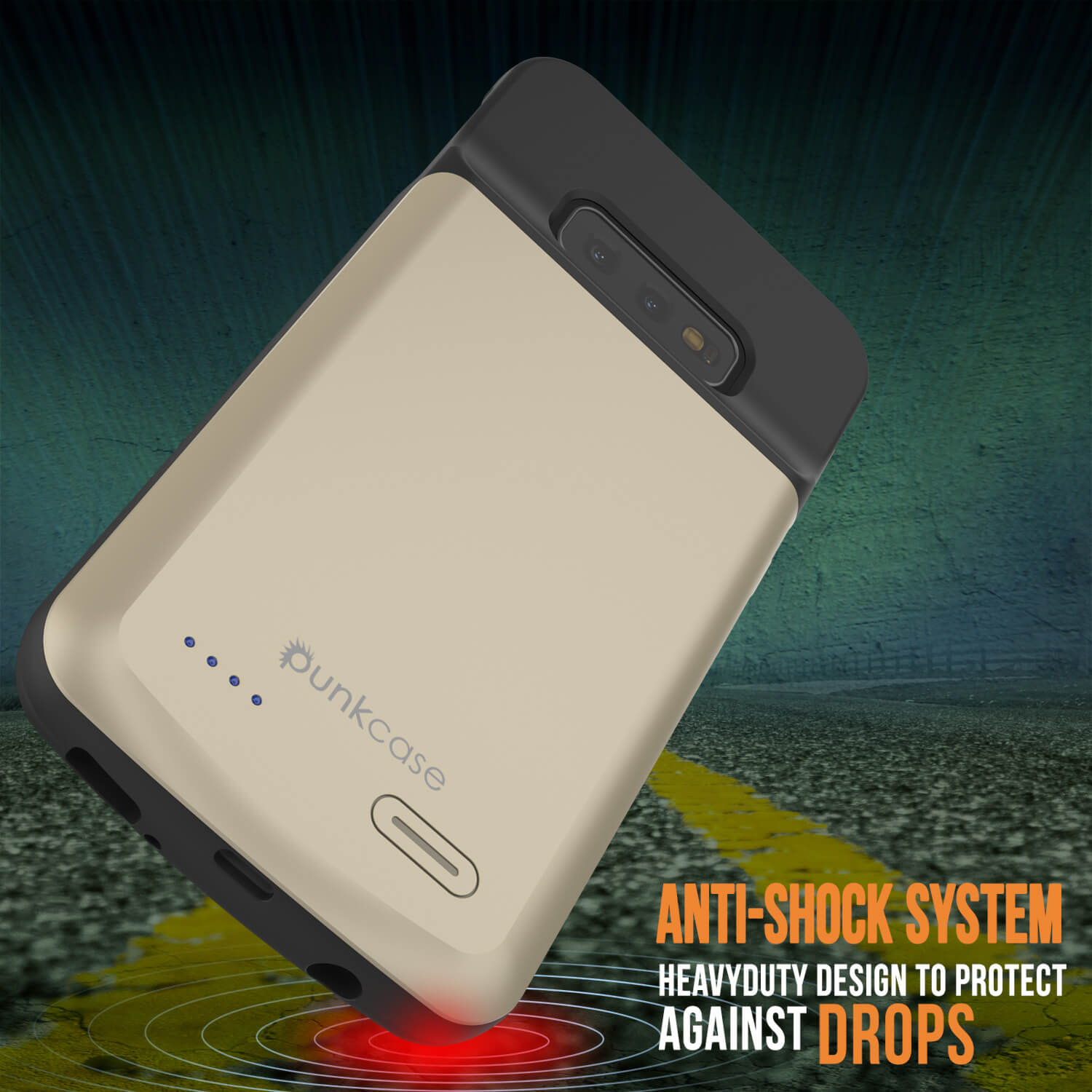 Capa de Bateria PunkJuice S10e Dourada - Banco de Energia de Carregamento Rápido com 4700mAh
