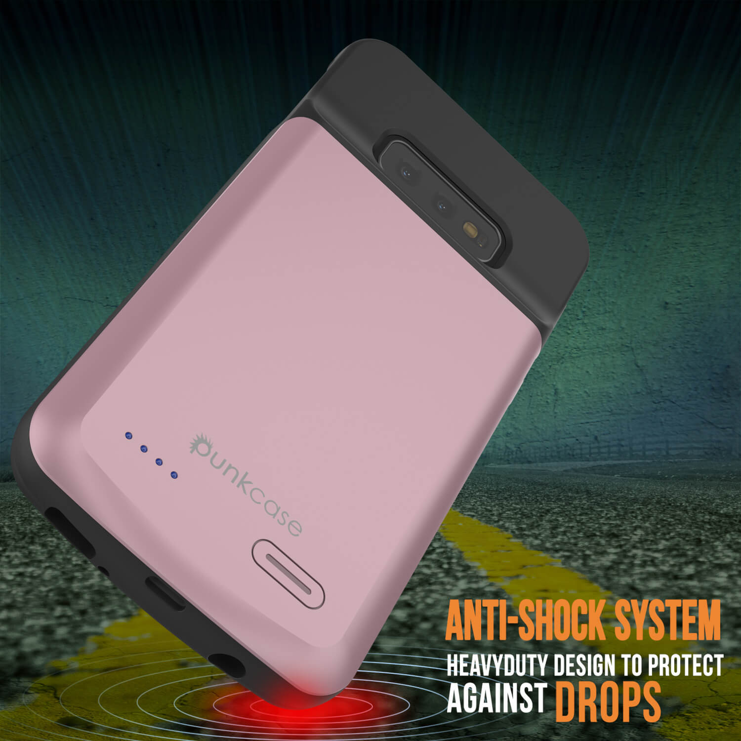 Capa de bateria PunkJuice S10e Rose - Banco de energia de carregamento rápido com 4700mAh