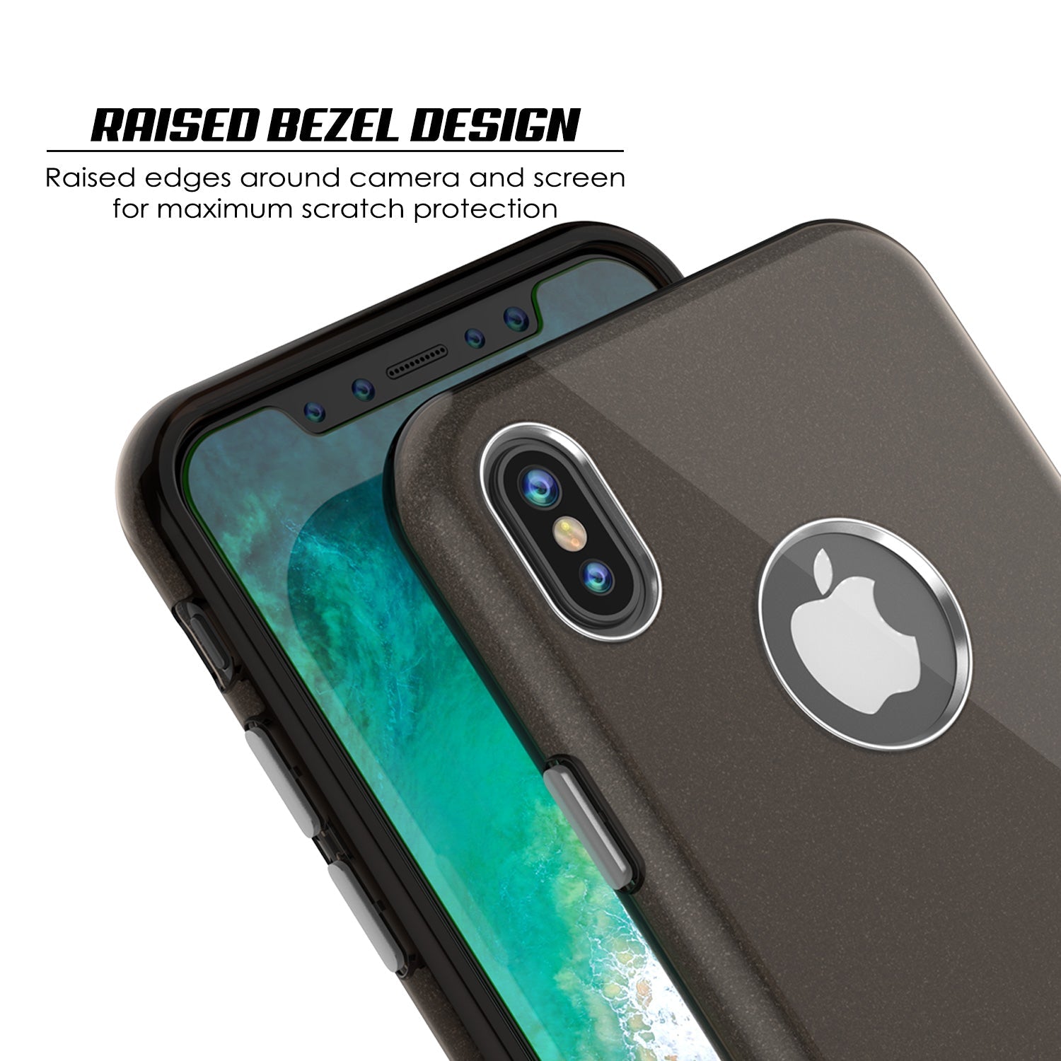 iPhone X Case, Punkcase Galactic 2.0 Series Ultra Slim w/ Tempered Glass Screen Protector | [Black/Grey] 