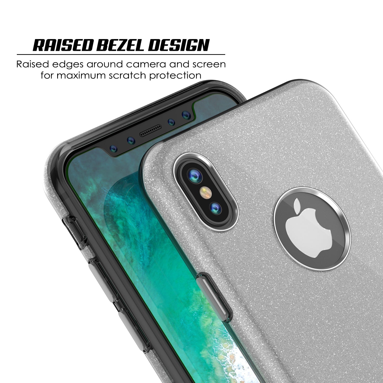 iPhone X Case, Punkcase Galactic 2.0 Series Ultra Slim w/ Tempered Glass Screen Protector | [Silver] 