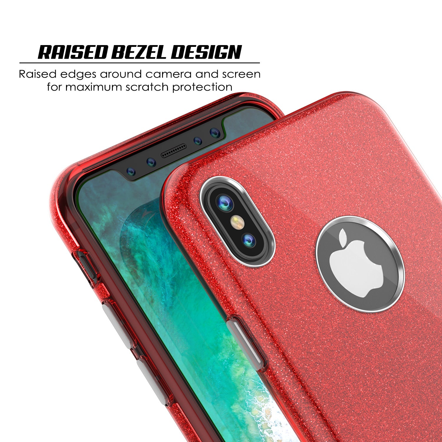 iPhone X Case, Punkcase Galactic 2.0 Series Ultra Slim w/ Tempered Glass Screen Protector | [Red] 