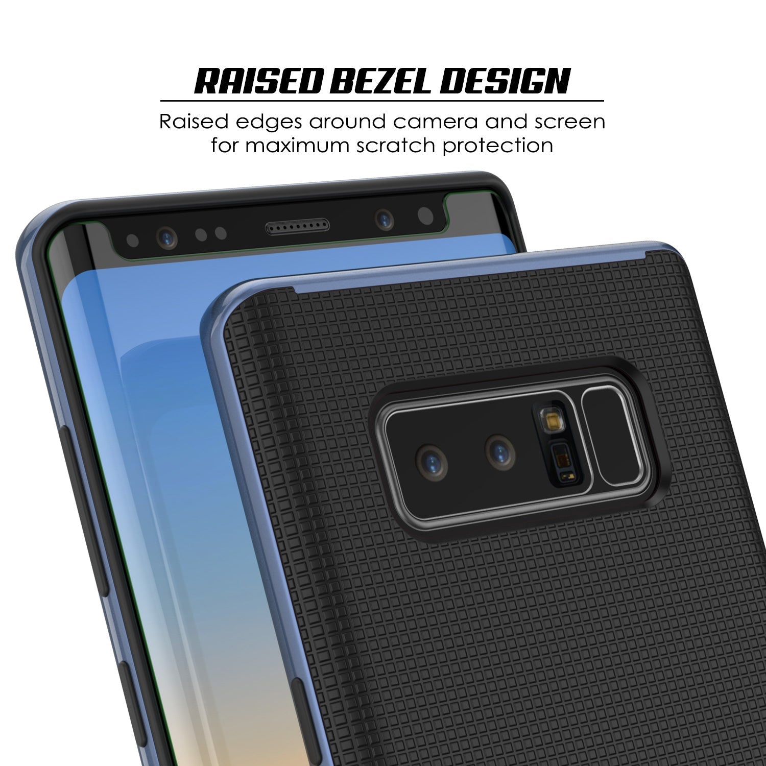 Galaxy Note 8 Case, PunkCase [Stealth Series] Hybrid 3-Piece Shockproof Dual Layer Cover [Non-Slip] [Soft TPU + PC Bumper] with PUNKSHIELD Screen Protector for Samsung Note 8 [Navy Blue] (Color in image: Grey)