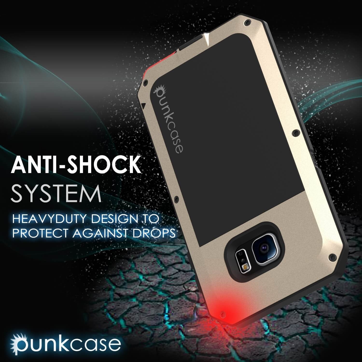 Galaxy S6 EDGE+ Plus  Case, PUNKcase Metallic Gold Shockproof  Slim Metal Armor Case (Color in image: silver)