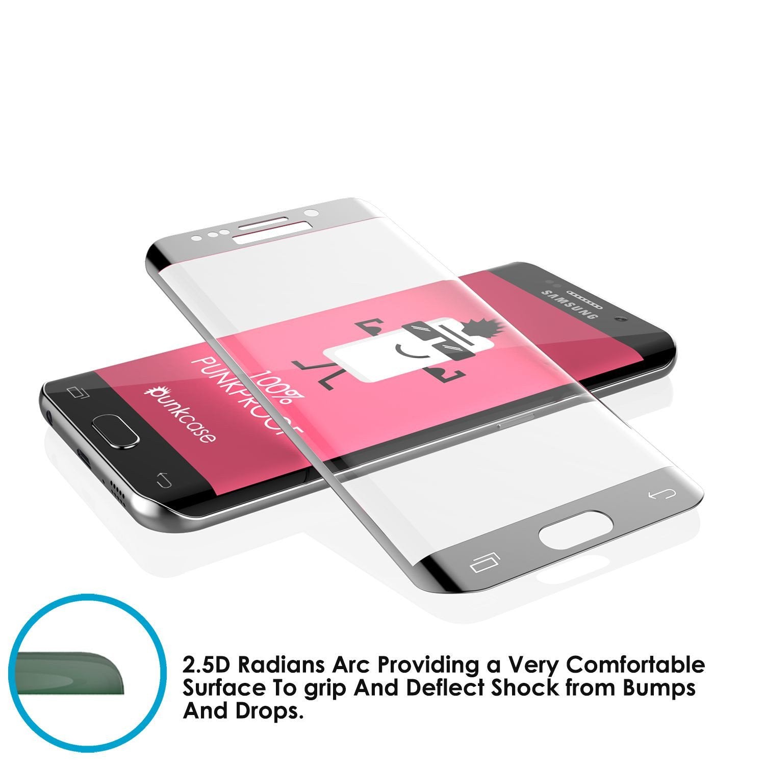 Galaxy S7 Silver Screen Protector, Punkcase Glass SHIELD Tempered Glass Protector 0.33mm Thick 9H (Color in image: White)