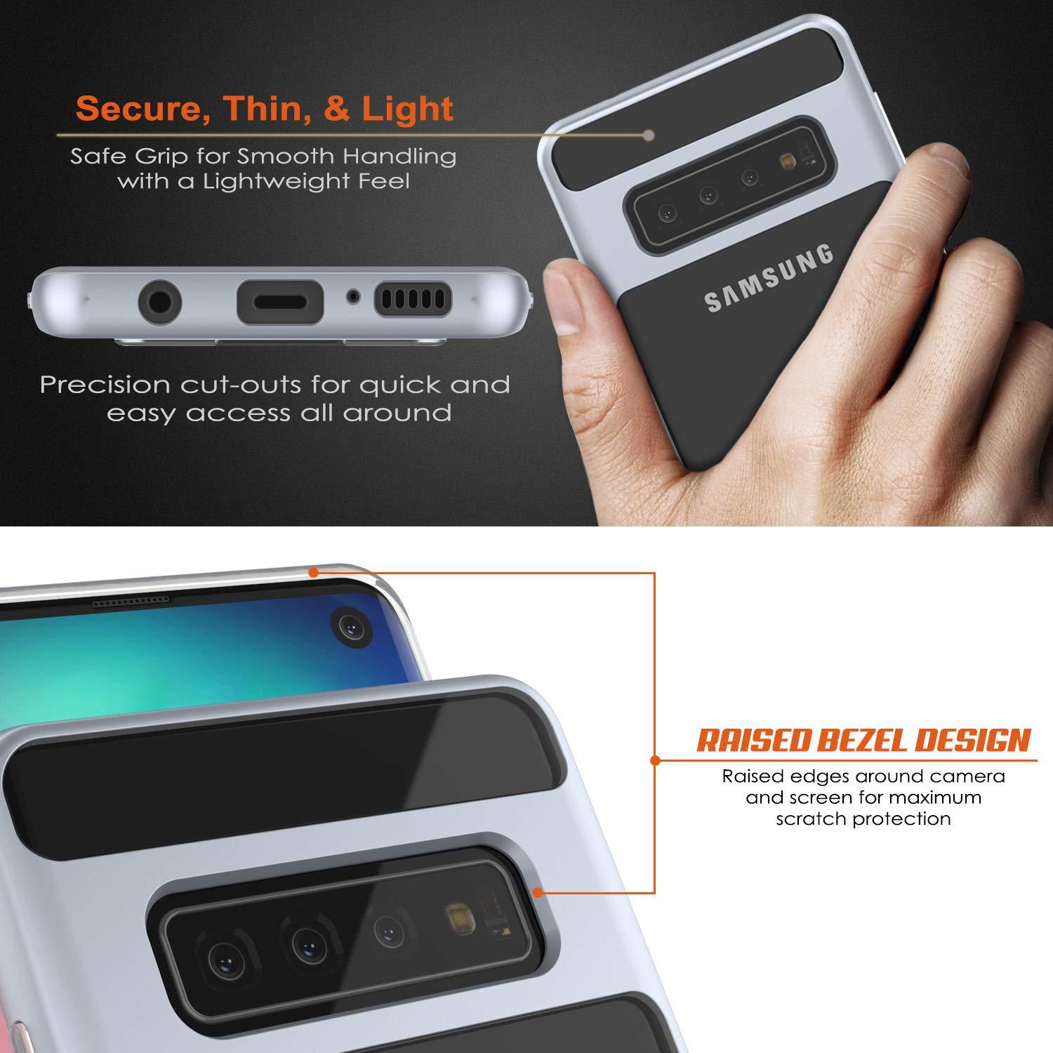 Capa Galaxy S10, PUNKcase [Série LUCID 3.0] [Slim Fit] Capa de Armadura com Protetor de Tela Integrado [Prateado]