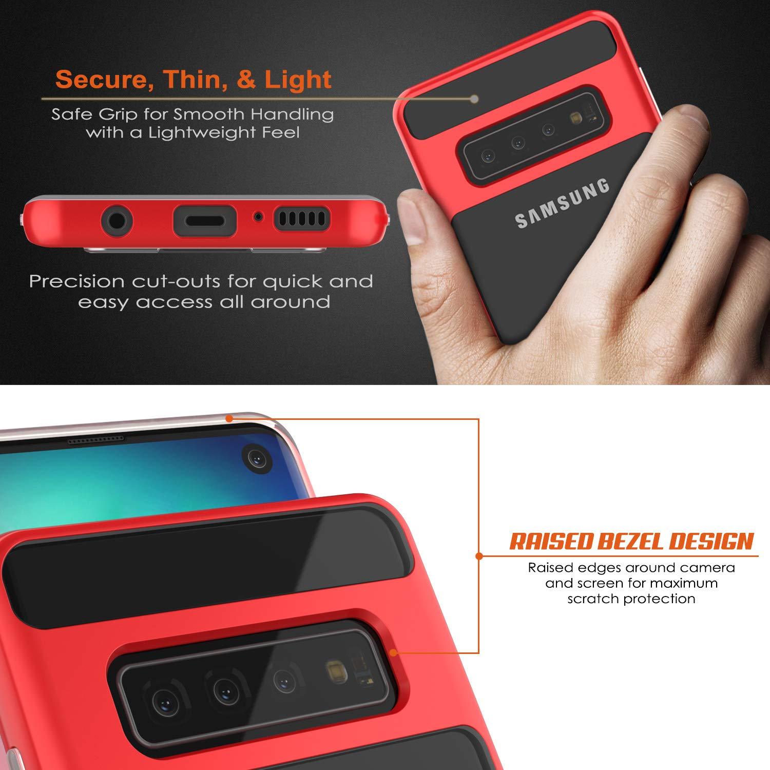 Capa Galaxy S10, PUNKcase [Série LUCID 3.0] [Ajuste Slim] Capa de Armadura c/ Protetor de Tela Integrado [Vermelho]