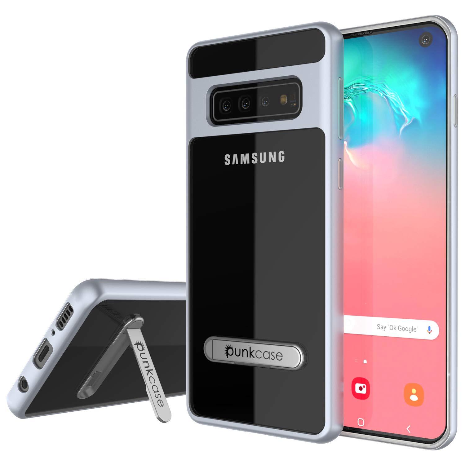 Capa Galaxy S10, PUNKcase [Série LUCID 3.0] [Slim Fit] Capa de Armadura com Protetor de Tela Integrado [Prateado]