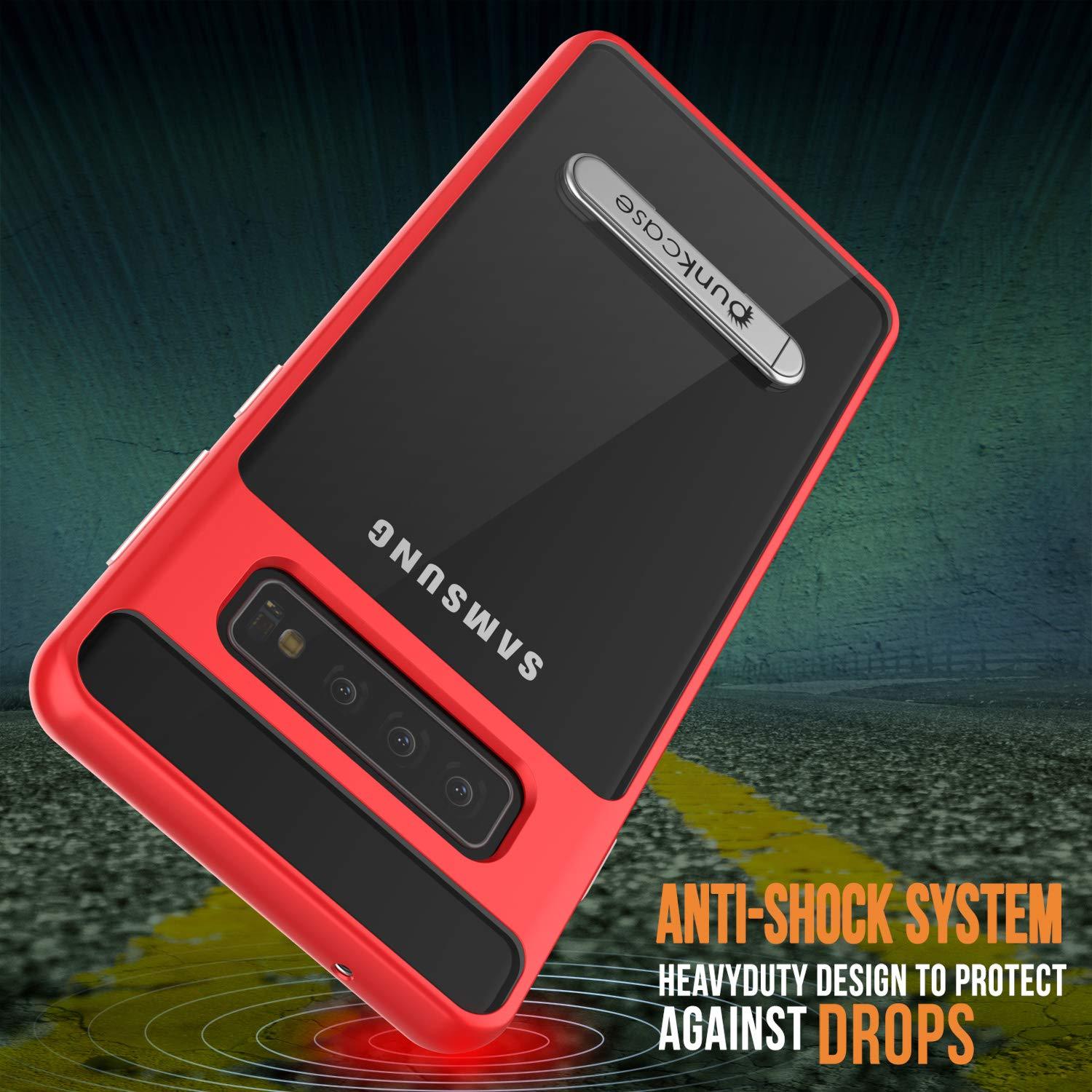 Capa Galaxy S10, PUNKcase [Série LUCID 3.0] [Ajuste Slim] Capa de Armadura c/ Protetor de Tela Integrado [Vermelho]