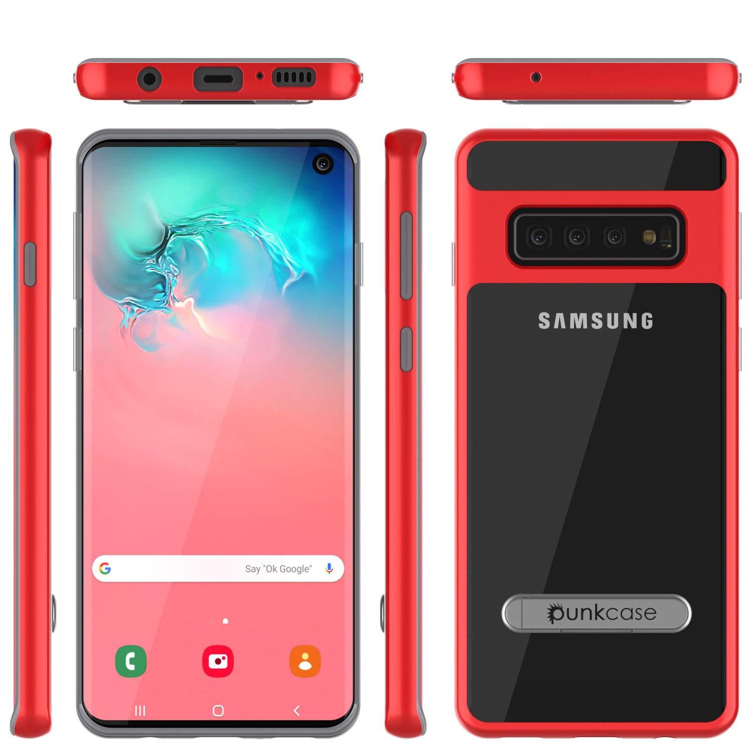 Capa Galaxy S10, PUNKcase [Série LUCID 3.0] [Ajuste Slim] Capa de Armadura c/ Protetor de Tela Integrado [Vermelho]