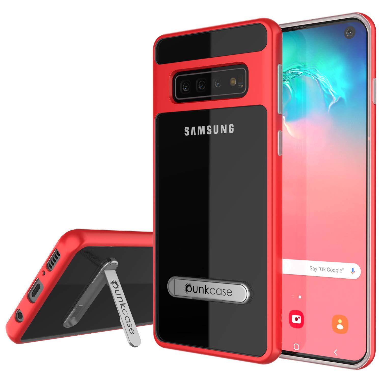 Capa Galaxy S10, PUNKcase [Série LUCID 3.0] [Ajuste Slim] Capa de Armadura c/ Protetor de Tela Integrado [Vermelho]