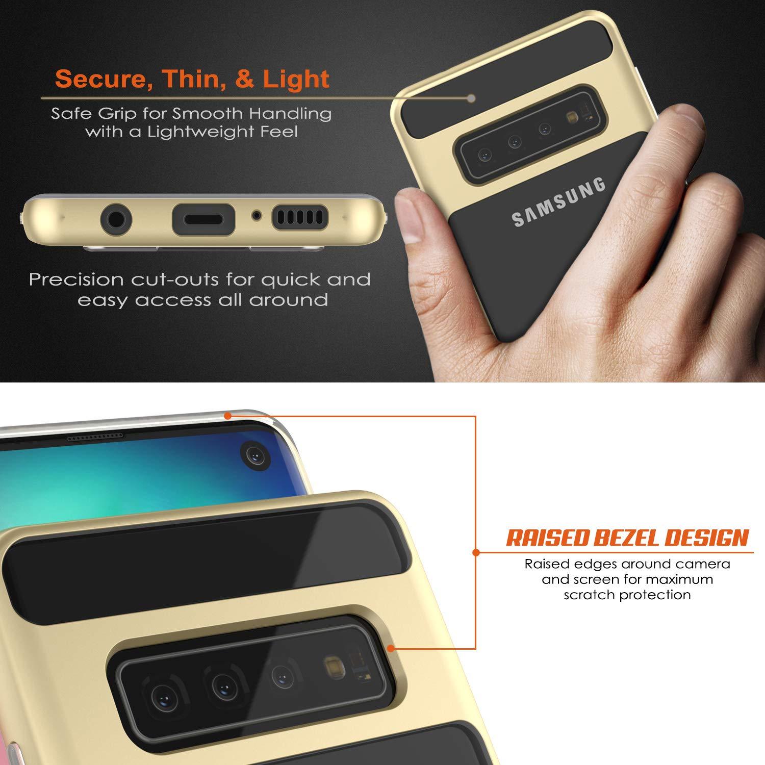 Capa Galaxy S10, PUNKcase [Série LUCID 3.0] [Ajuste Slim] Capa Resistente com Protetor de Tela Integrado [Dourado]