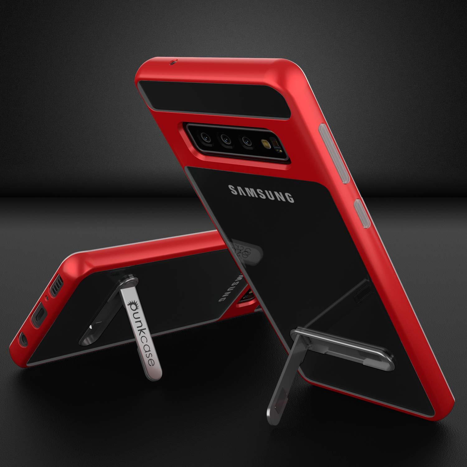Capa Galaxy S10, PUNKcase [Série LUCID 3.0] [Ajuste Slim] Capa de Armadura c/ Protetor de Tela Integrado [Vermelho]