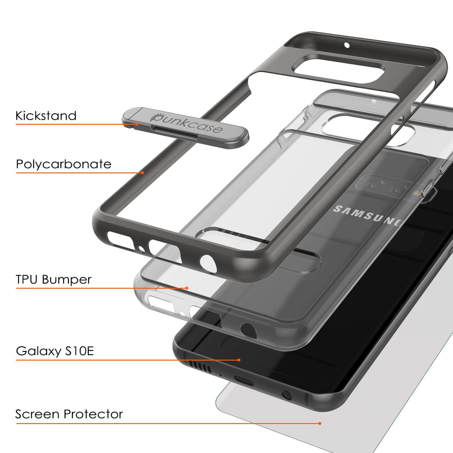 Capa Galaxy S10e, PUNKcase [Série LUCID 3.0] [Slim Fit] Protetor de armadura com protetor de tela integrado [Cinza]