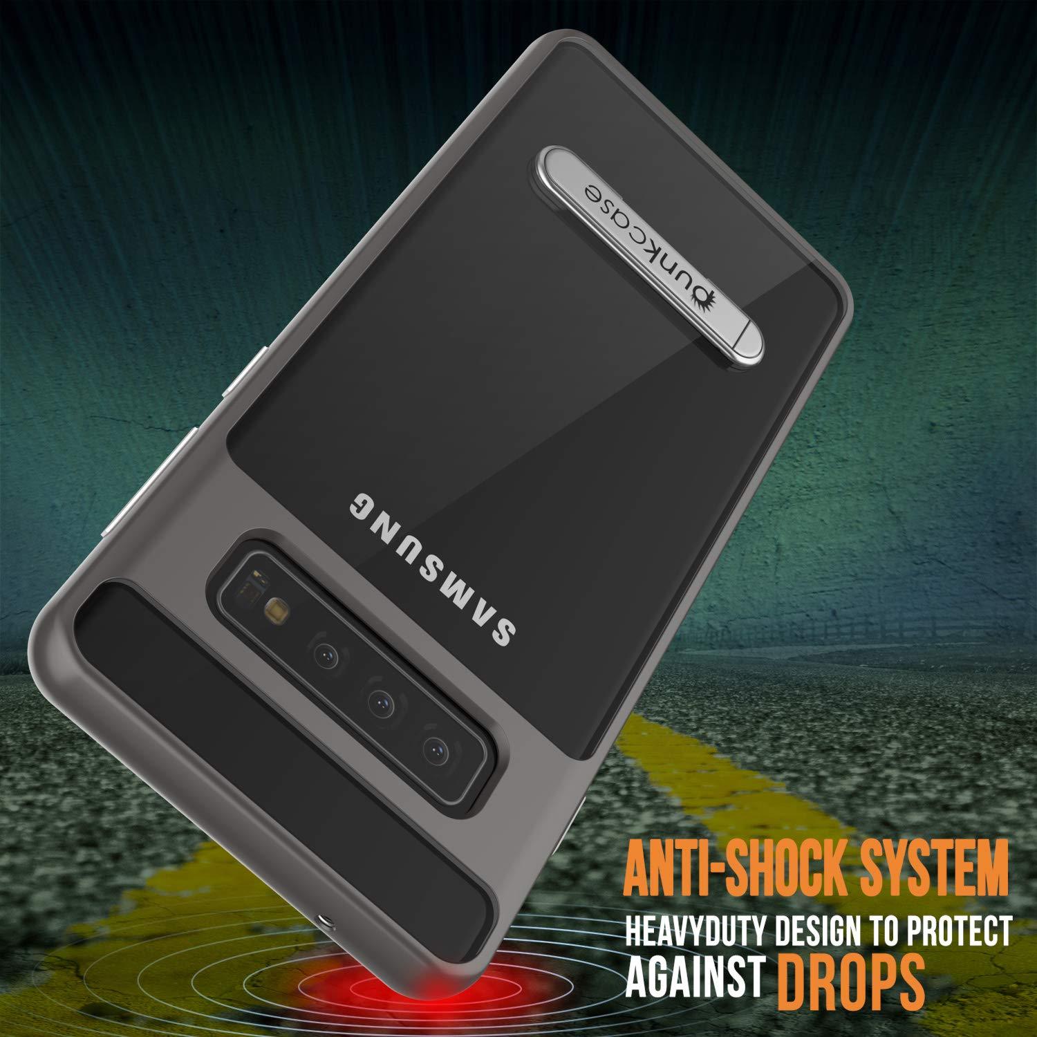 Capa Galaxy S10+ Plus, PUNKcase [Série LUCID 3.0] [Ajuste Slim] Capa de Armadura com Protetor de Tela Integrado [Cinza]