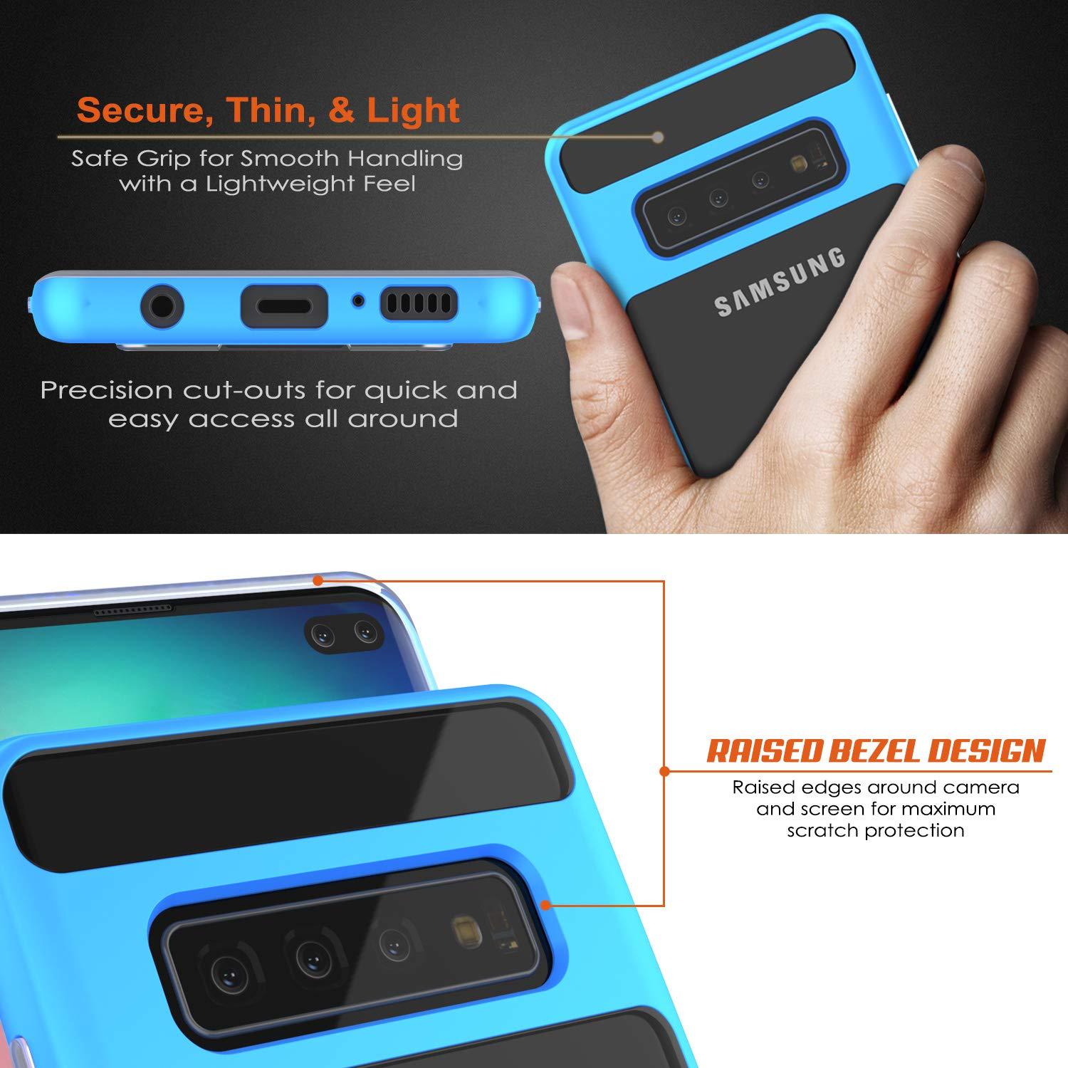 Capa Galaxy S10+ Plus, PUNKcase [Série LUCID 3.0] [Ajuste Slim] Capa de Armadura com Protetor de Tela Integrado [Azul]