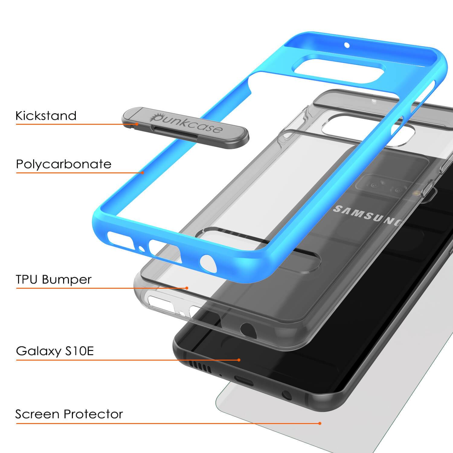Capa Galaxy S10e, PUNKcase [Série LUCID 3.0] [Ajuste fino] Capa Armadura com Protetor de Tela Integrado [Azul]