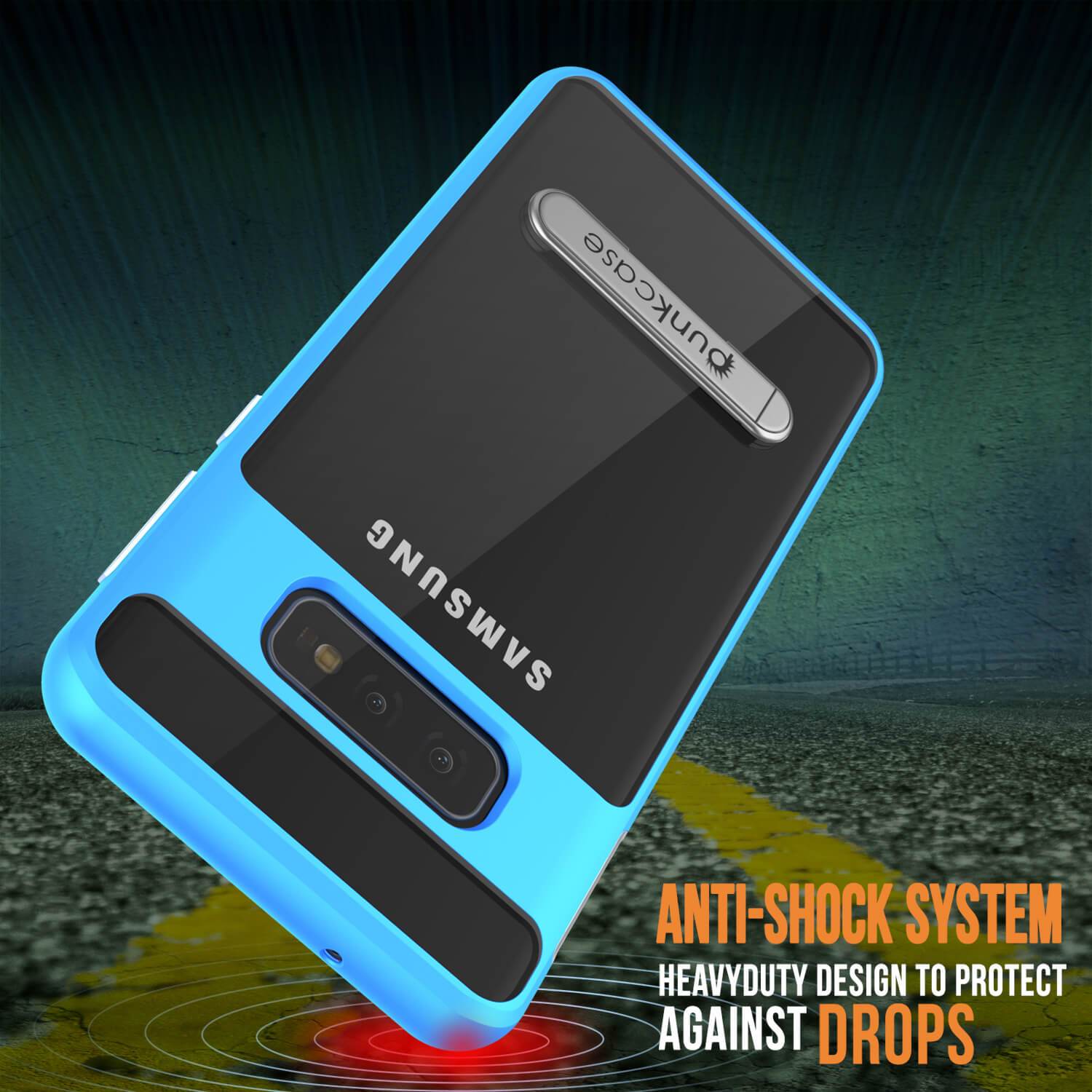Capa Galaxy S10e, PUNKcase [Série LUCID 3.0] [Ajuste fino] Capa Armadura com Protetor de Tela Integrado [Azul]
