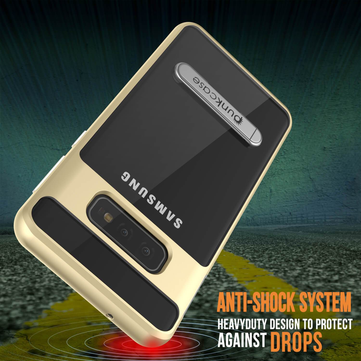 Capa para Galaxy S10e, PUNKcase [Série LUCID 3.0] [Ajuste Slim] Capa Armor com Protetor de Tela Integrado [Dourado]