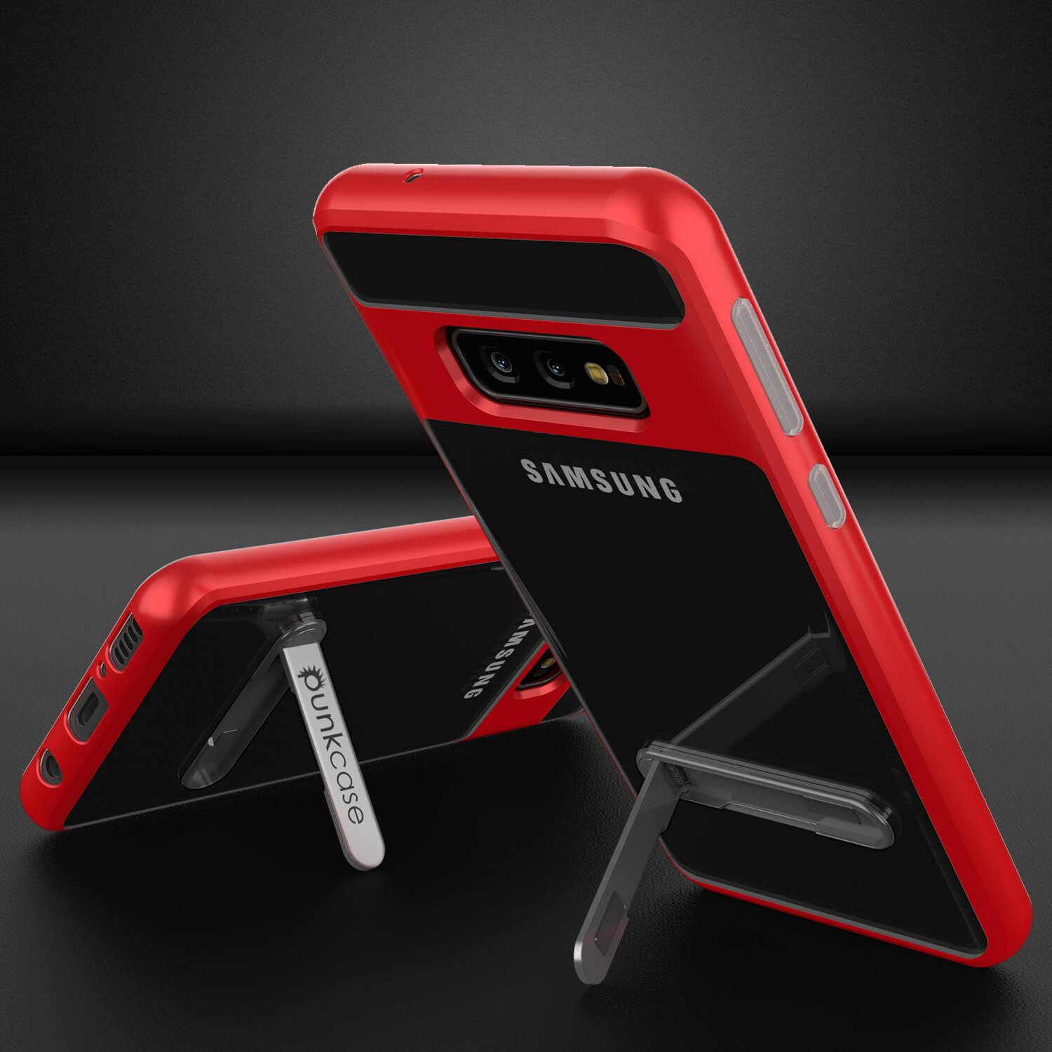 Capa Galaxy S10e, PUNKcase [Série LUCID 3.0] [Ajuste fino] Capa de armadura com protetor de tela integrado [Vermelho]