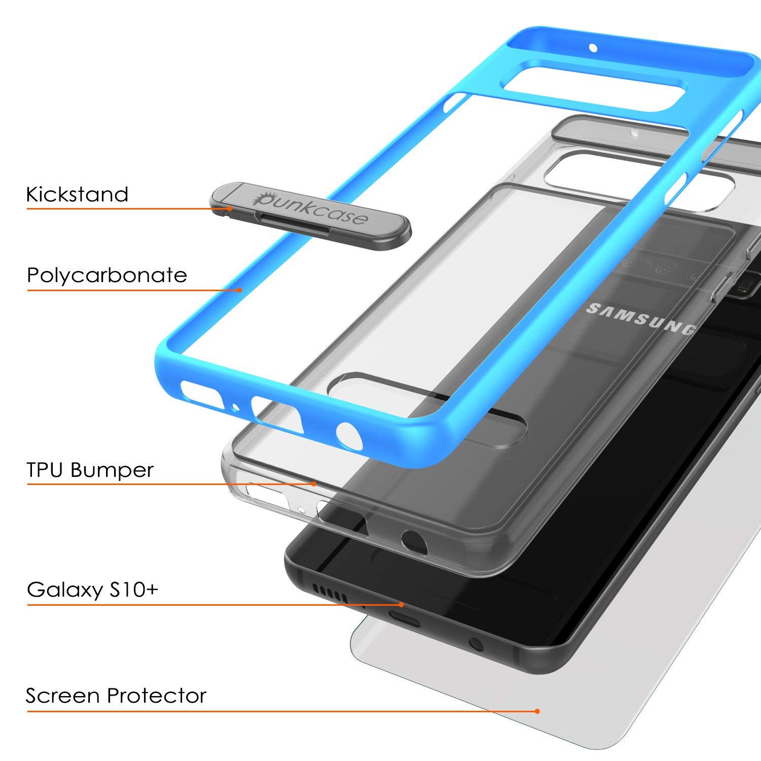 Capa Galaxy S10+ Plus, PUNKcase [Série LUCID 3.0] [Ajuste Slim] Capa de Armadura com Protetor de Tela Integrado [Azul]