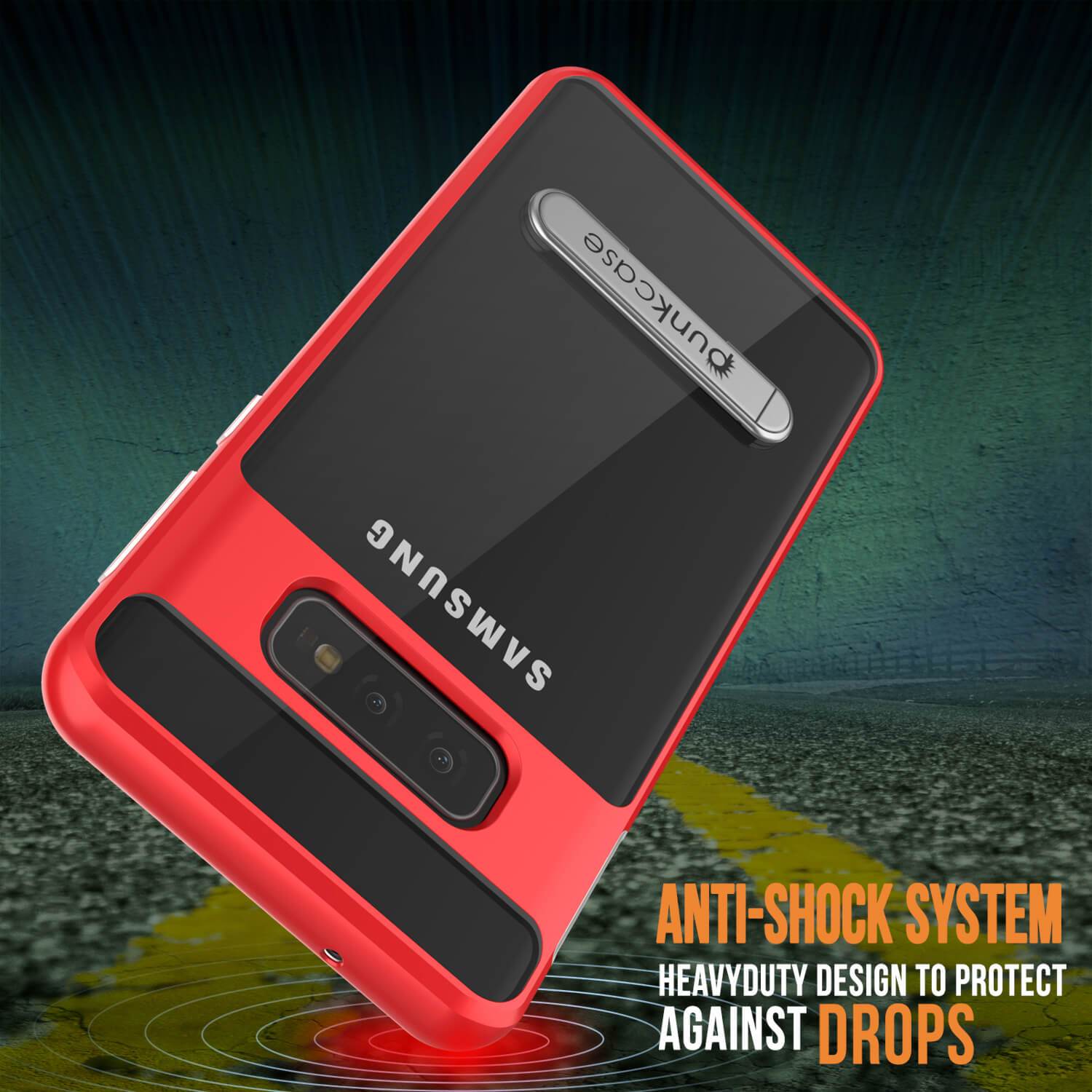 Capa Galaxy S10e, PUNKcase [Série LUCID 3.0] [Ajuste fino] Capa de armadura com protetor de tela integrado [Vermelho]