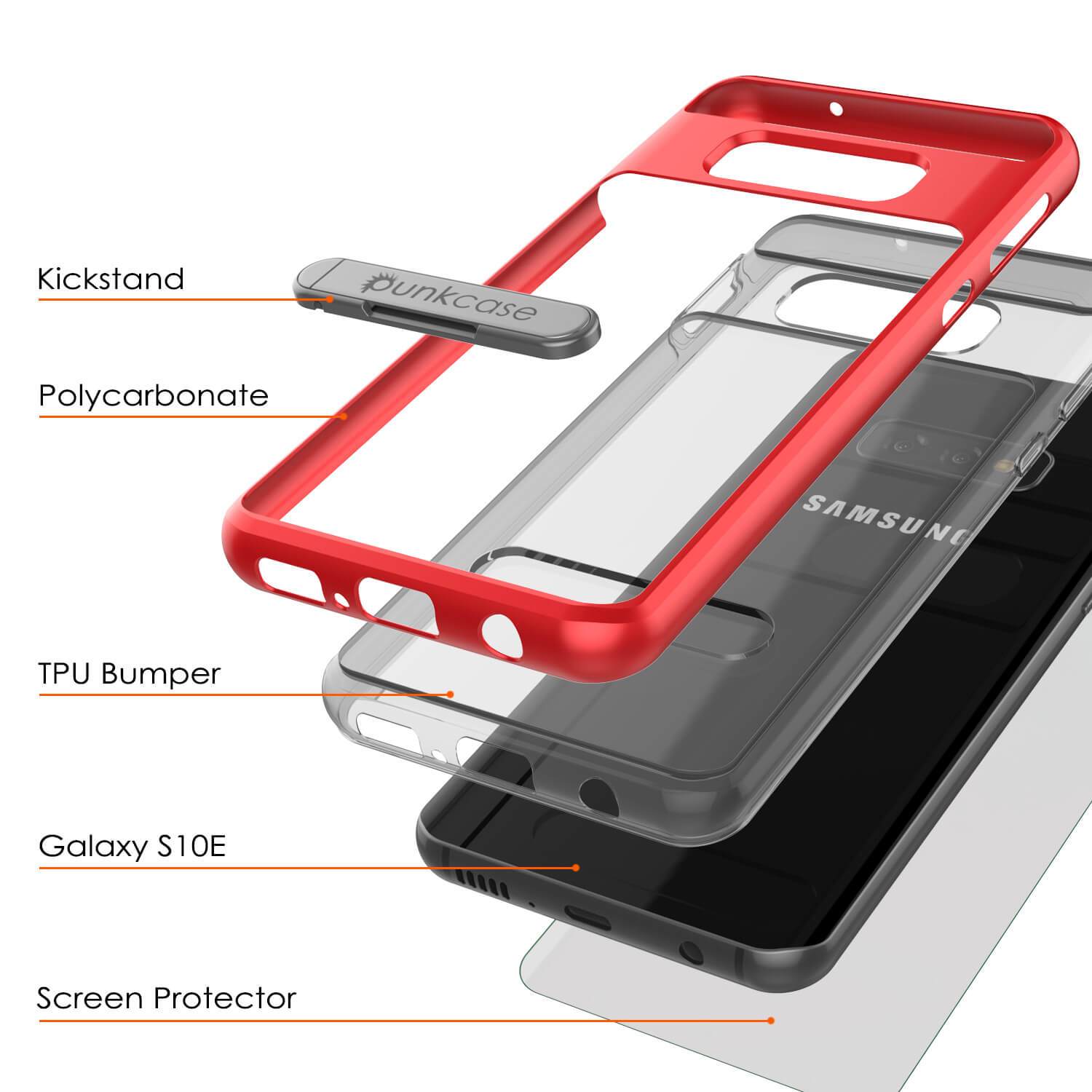 Capa Galaxy S10e, PUNKcase [Série LUCID 3.0] [Ajuste fino] Capa de armadura com protetor de tela integrado [Vermelho]