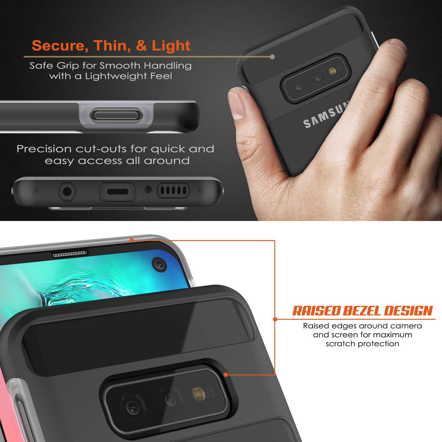 Capa Galaxy S10e, PUNKcase [Série LUCID 3.0] [Ajuste Slim] [Costas Transparentes] Capa de Armadura com Protetor de Tela Integrado
