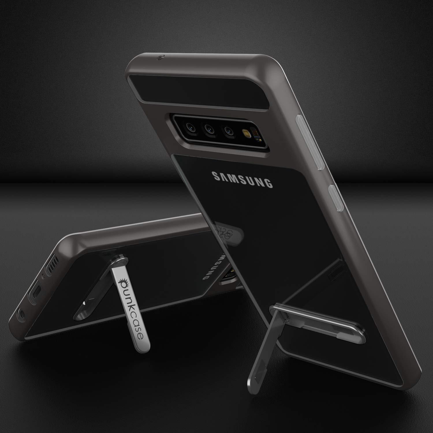 Capa Galaxy S10+ Plus, PUNKcase [Série LUCID 3.0] [Ajuste Slim] Capa de Armadura com Protetor de Tela Integrado [Cinza]