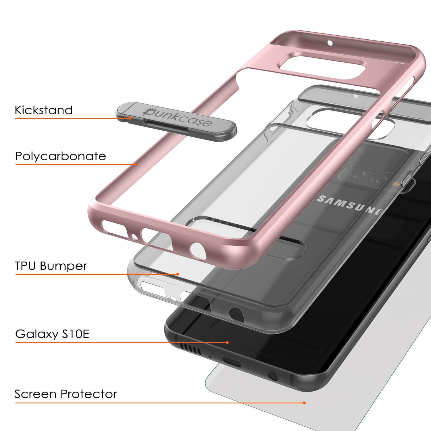 Capa Galaxy S10e, PUNKcase [Série LUCID 3.0] [Ajuste Slim] Capa de Armadura com Protetor de Tela Integrado [Ouro Rosa]