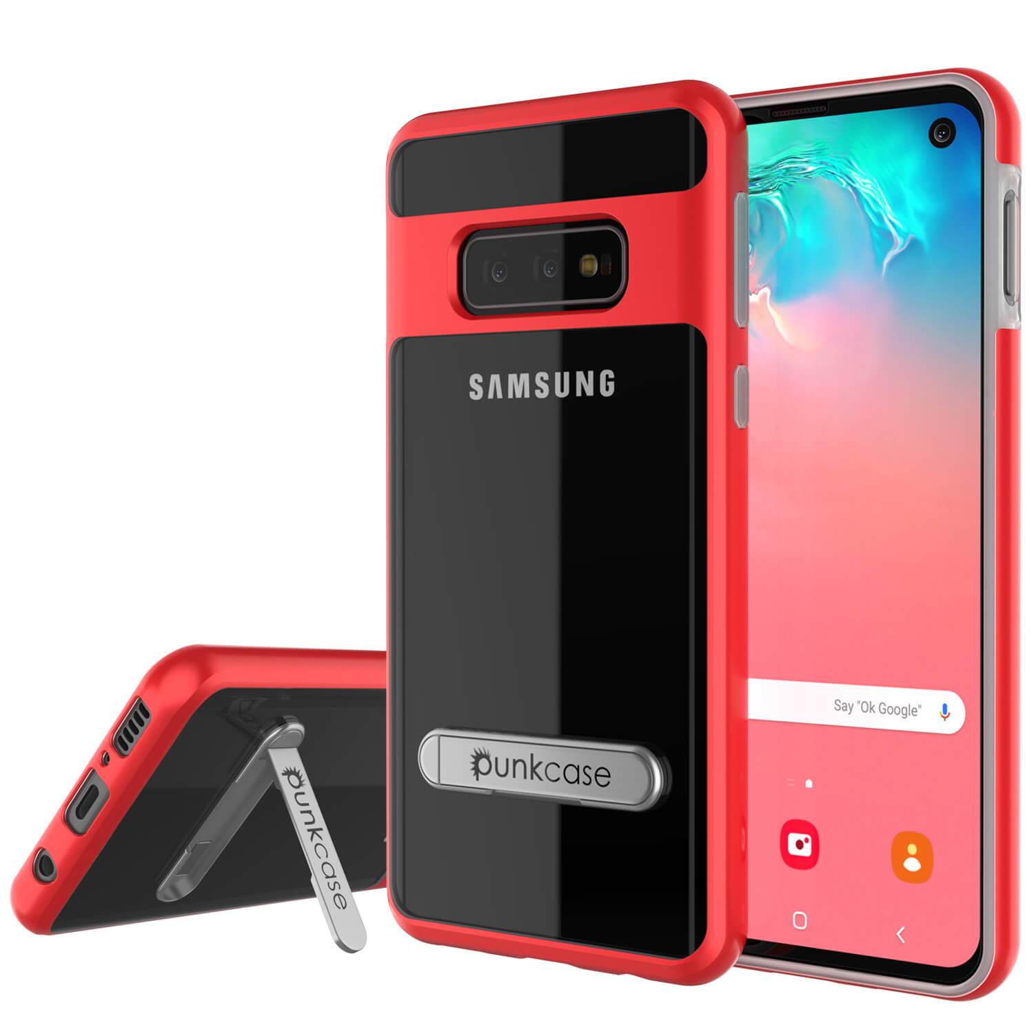 Capa Galaxy S10e, PUNKcase [Série LUCID 3.0] [Ajuste fino] Capa de armadura com protetor de tela integrado [Vermelho]