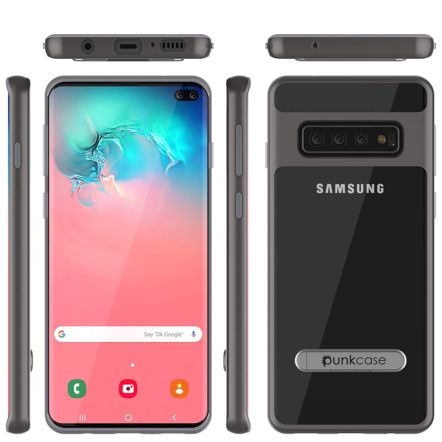 Capa Galaxy S10+ Plus, PUNKcase [Série LUCID 3.0] [Ajuste Slim] Capa de Armadura com Protetor de Tela Integrado [Cinza]