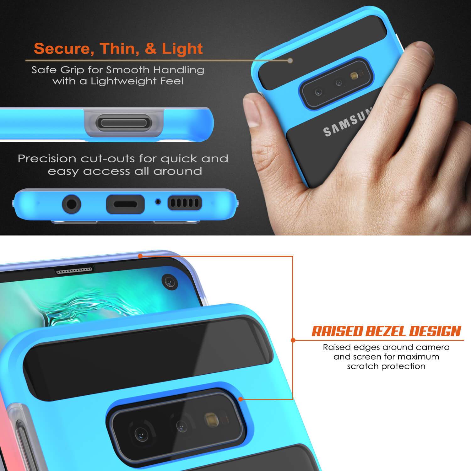 Capa Galaxy S10e, PUNKcase [Série LUCID 3.0] [Ajuste fino] Capa Armadura com Protetor de Tela Integrado [Azul]