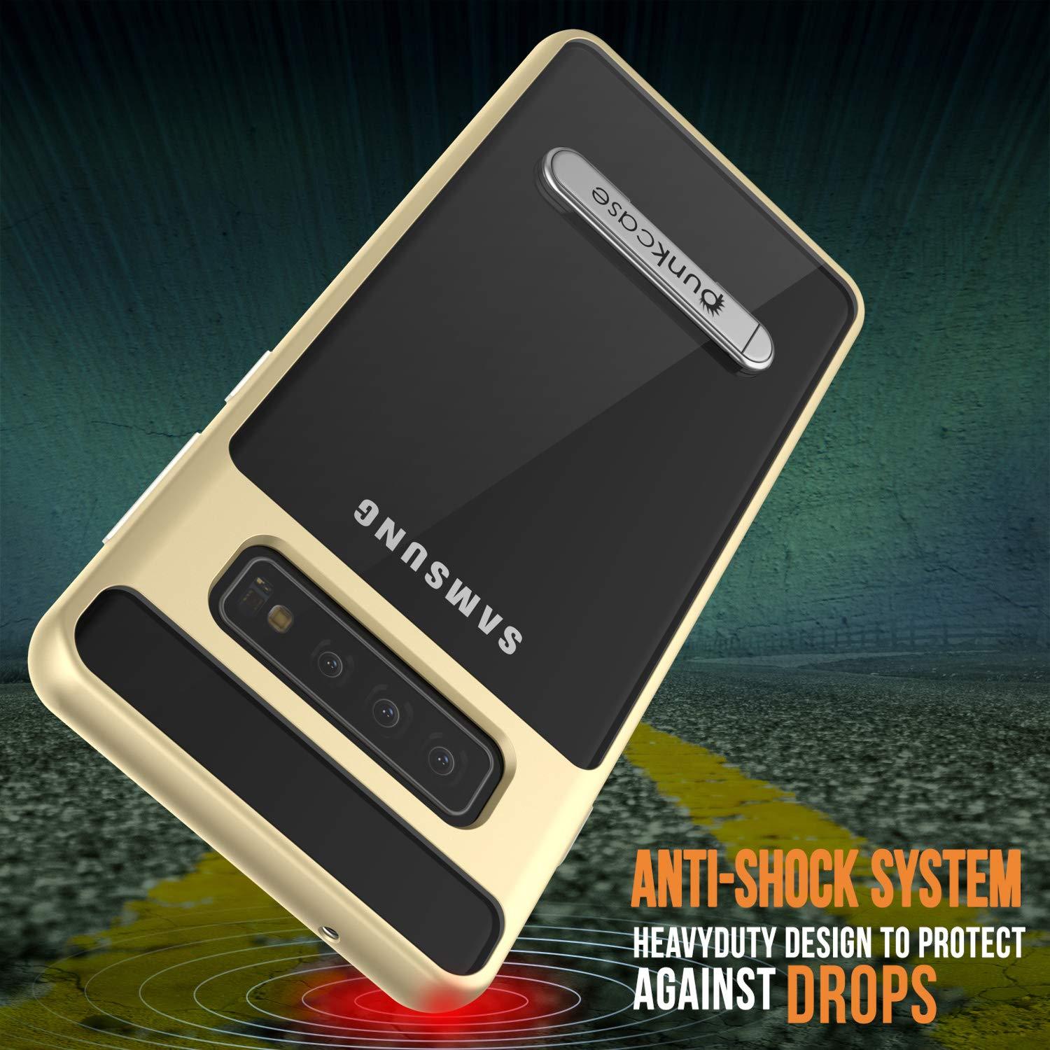 Capa Galaxy S10 + Plus, PUNKcase [Série LUCID 3.0] [Slim Fit] Capa de armadura com protetor de tela integrado [Dourado]